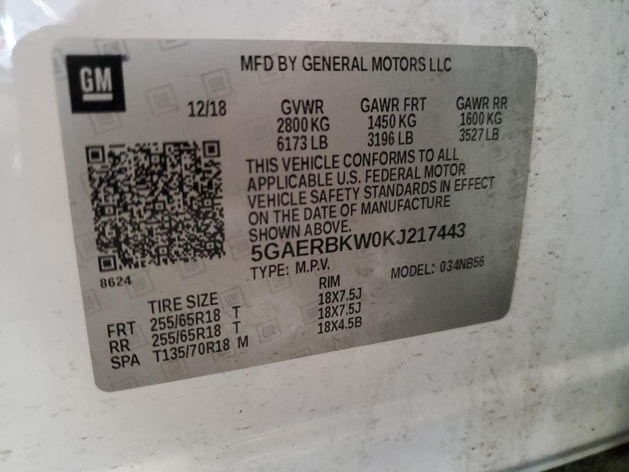 2019 Buick Enclave Essence VIN: 5GAERBKW0KJ217443 Lot: 86305985