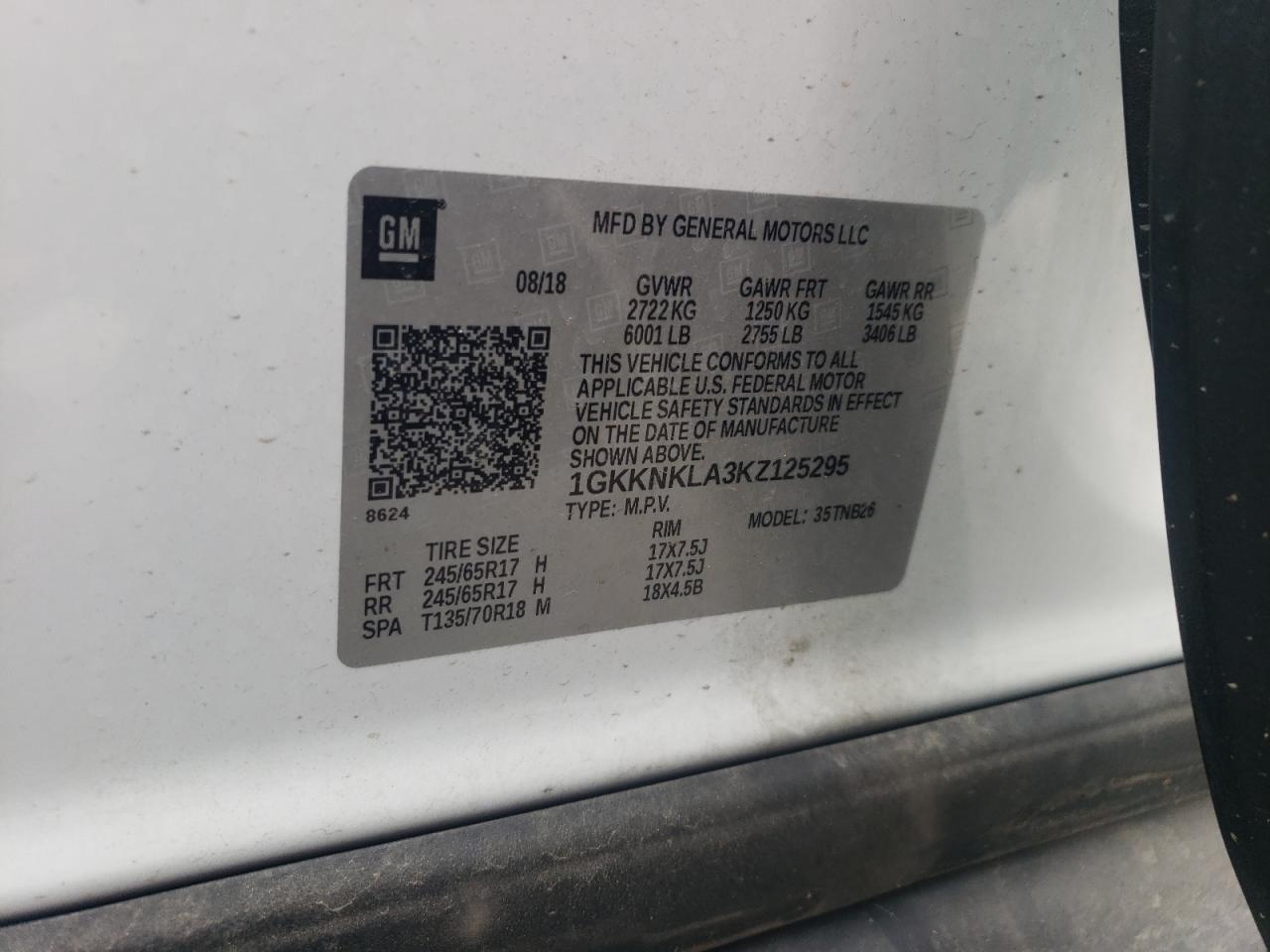 2019 GMC Acadia Sle VIN: 1GKKNKLA3KZ125295 Lot: 81862795