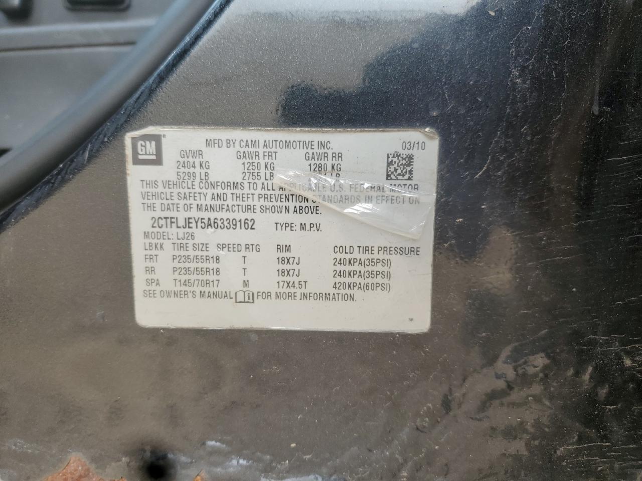 2010 GMC Terrain Slt VIN: 2CTFLJEY5A6339162 Lot: 83956675