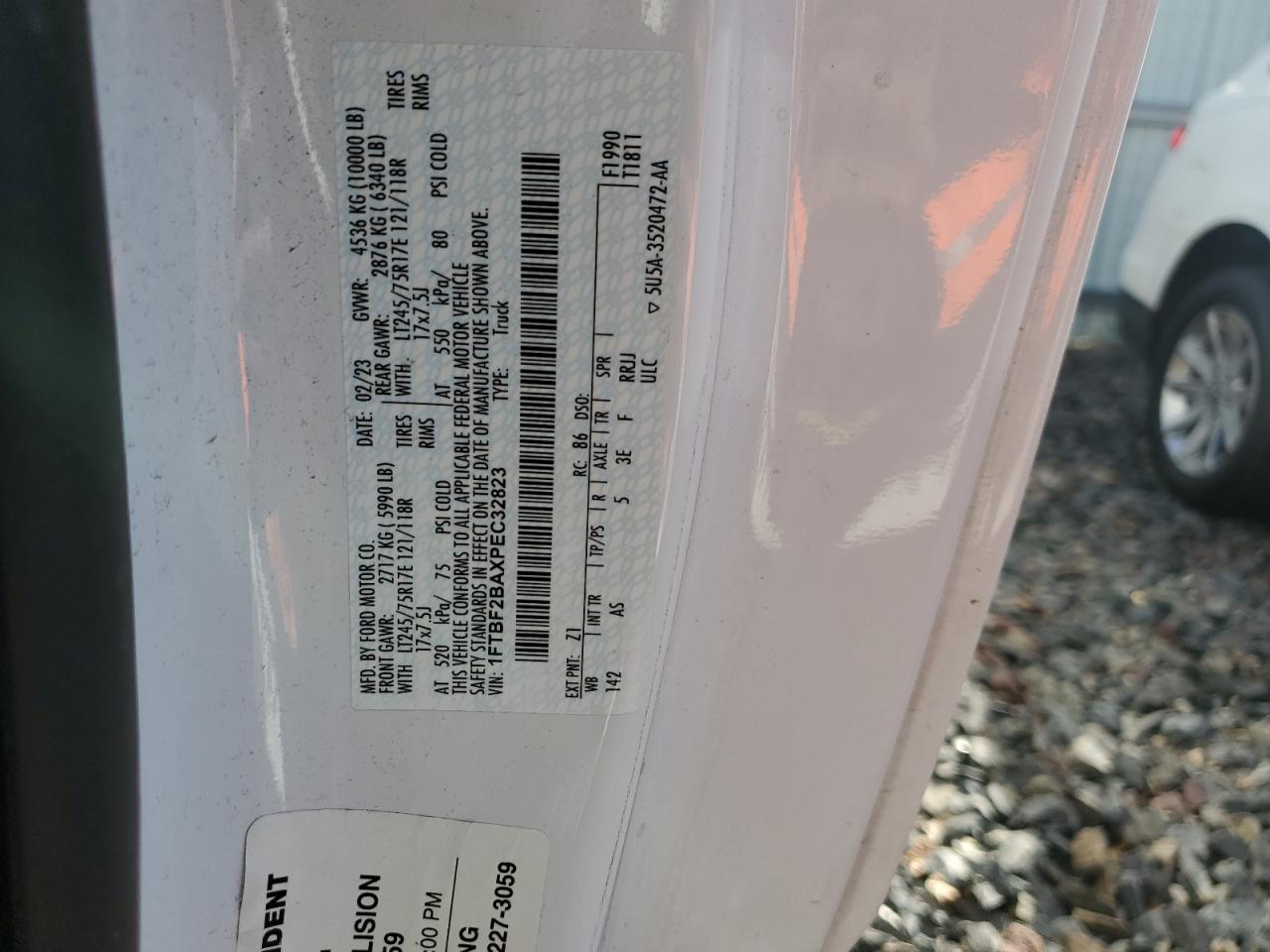 2023 Ford F250 Super Duty VIN: 1FTBF2BAXPEC32823 Lot: 86092545