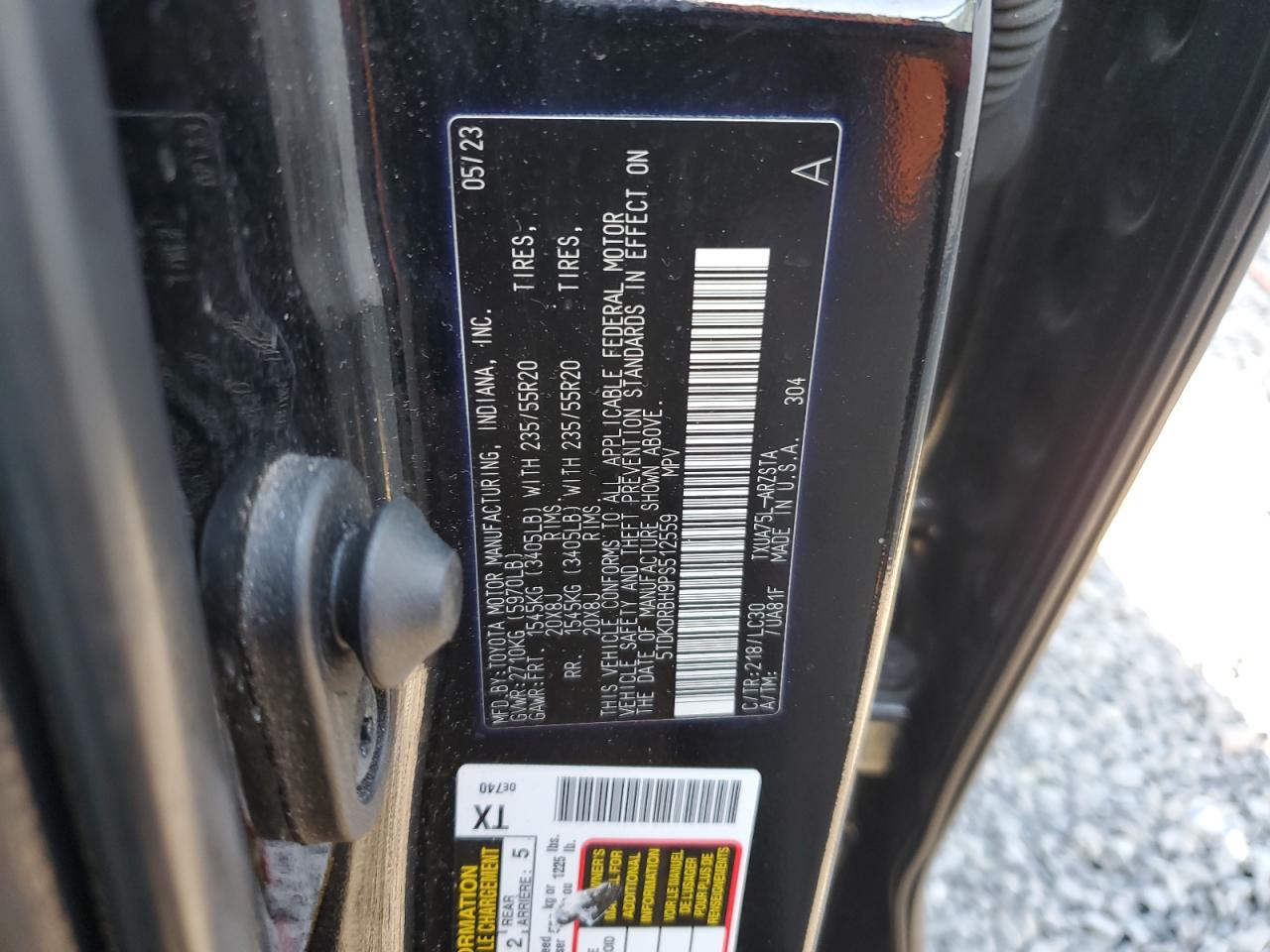 2023 Toyota Highlander L VIN: 5TDKDRBH9PS512559 Lot: 85358815