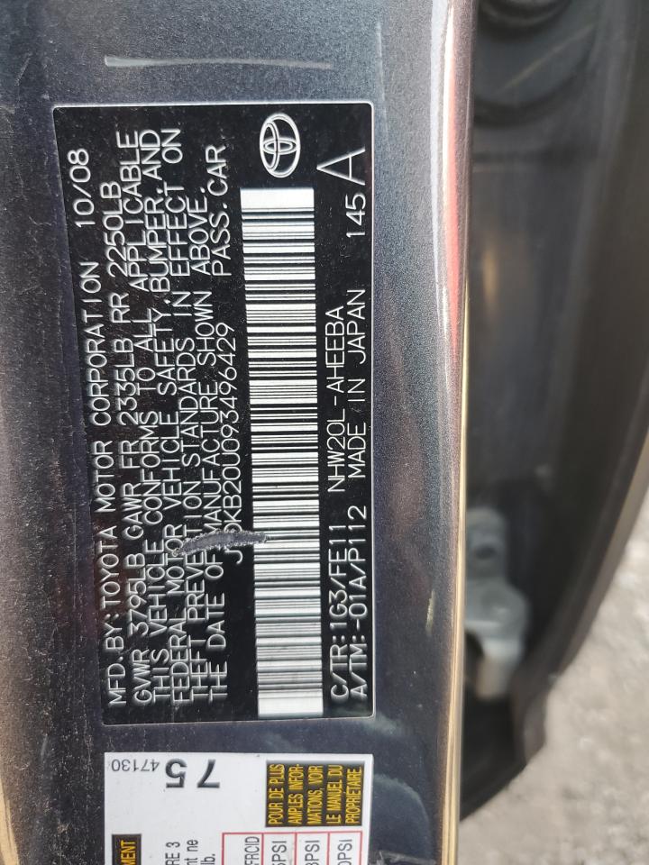 2009 Toyota Prius VIN: JTDKB20U093496429 Lot: 80845605
