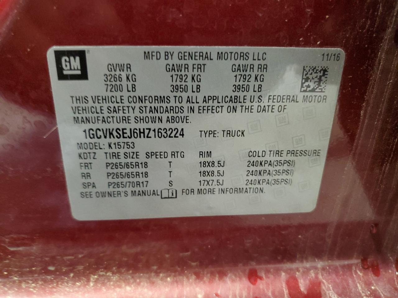 2017 Chevrolet Silverado K1500 Ltz VIN: 1GCVKSEJ6HZ163224 Lot: 84479675
