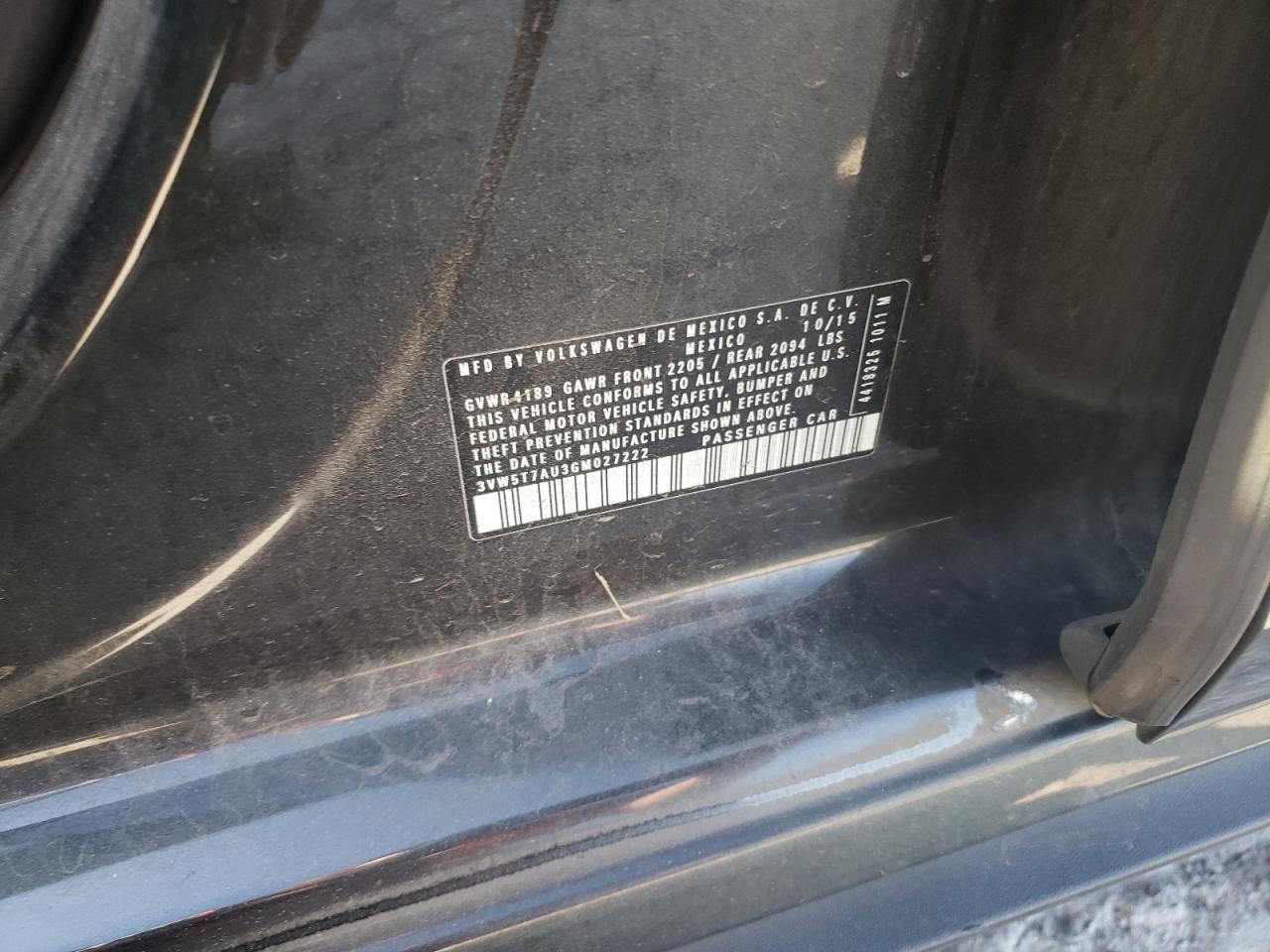 2016 Volkswagen Gti S/Se VIN: 3VW5T7AU3GM027222 Lot: 85183075