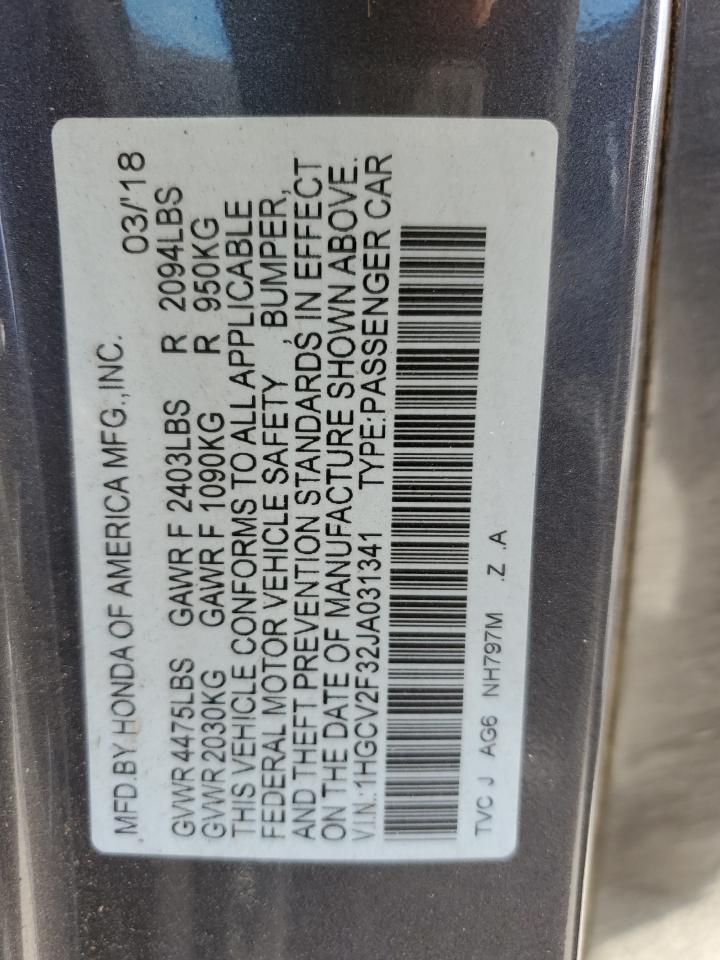 2018 Honda Accord Sport VIN: 1HGCV2F32JA031341 Lot: 86338785