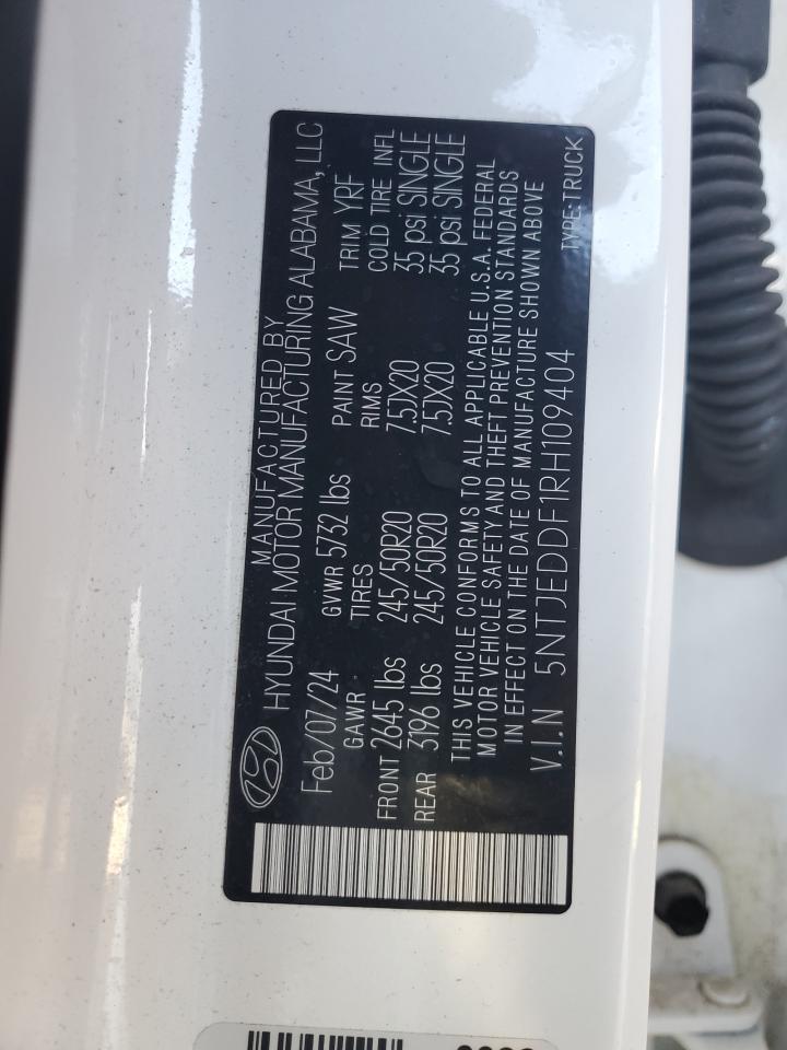 2024 Hyundai Santa Cruz Limited VIN: 5NTJEDDF1RH109404 Lot: 90131665