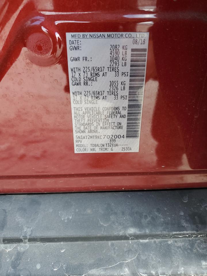 2019 Nissan Rogue S VIN: 5N1AT2MT9KC702004 Lot: 85674315