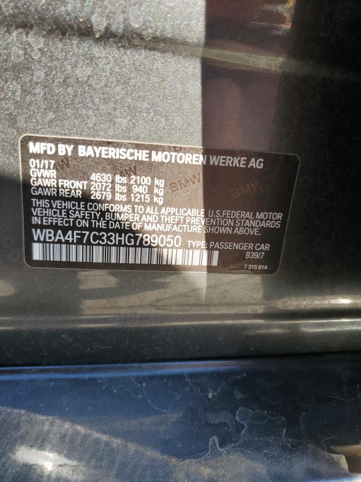 2017 BMW 430I Gran Coupe VIN: WBA4F7C33HG789050 Lot: 86531595