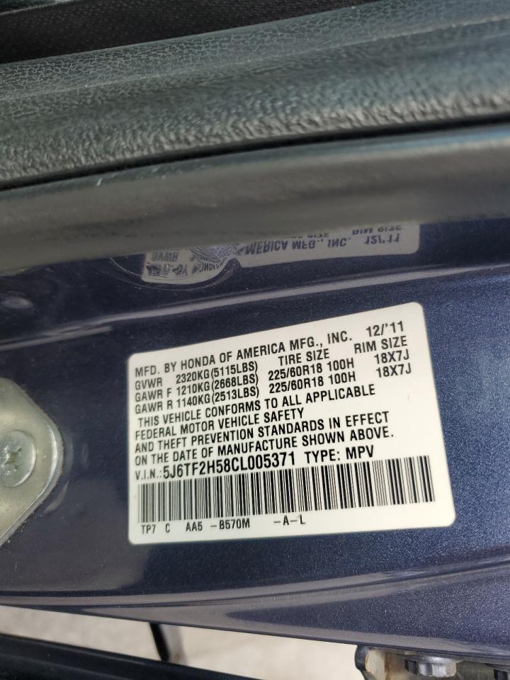 2012 Honda Crosstour Exl VIN: 5J6TF2H58CL005371 Lot: 86462855