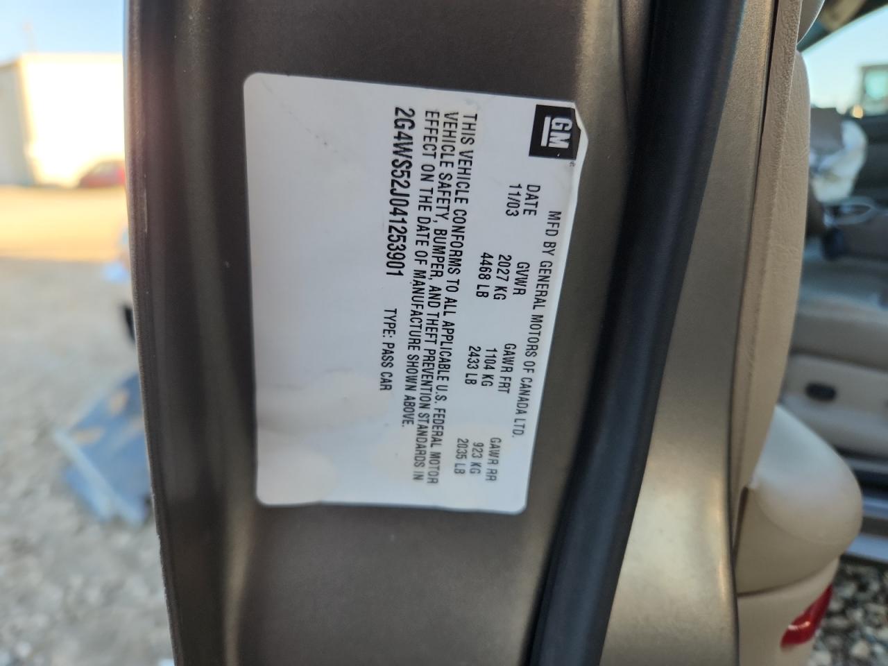 2004 Buick Century Custom VIN: 2G4WS52J041253901 Lot: 81994785