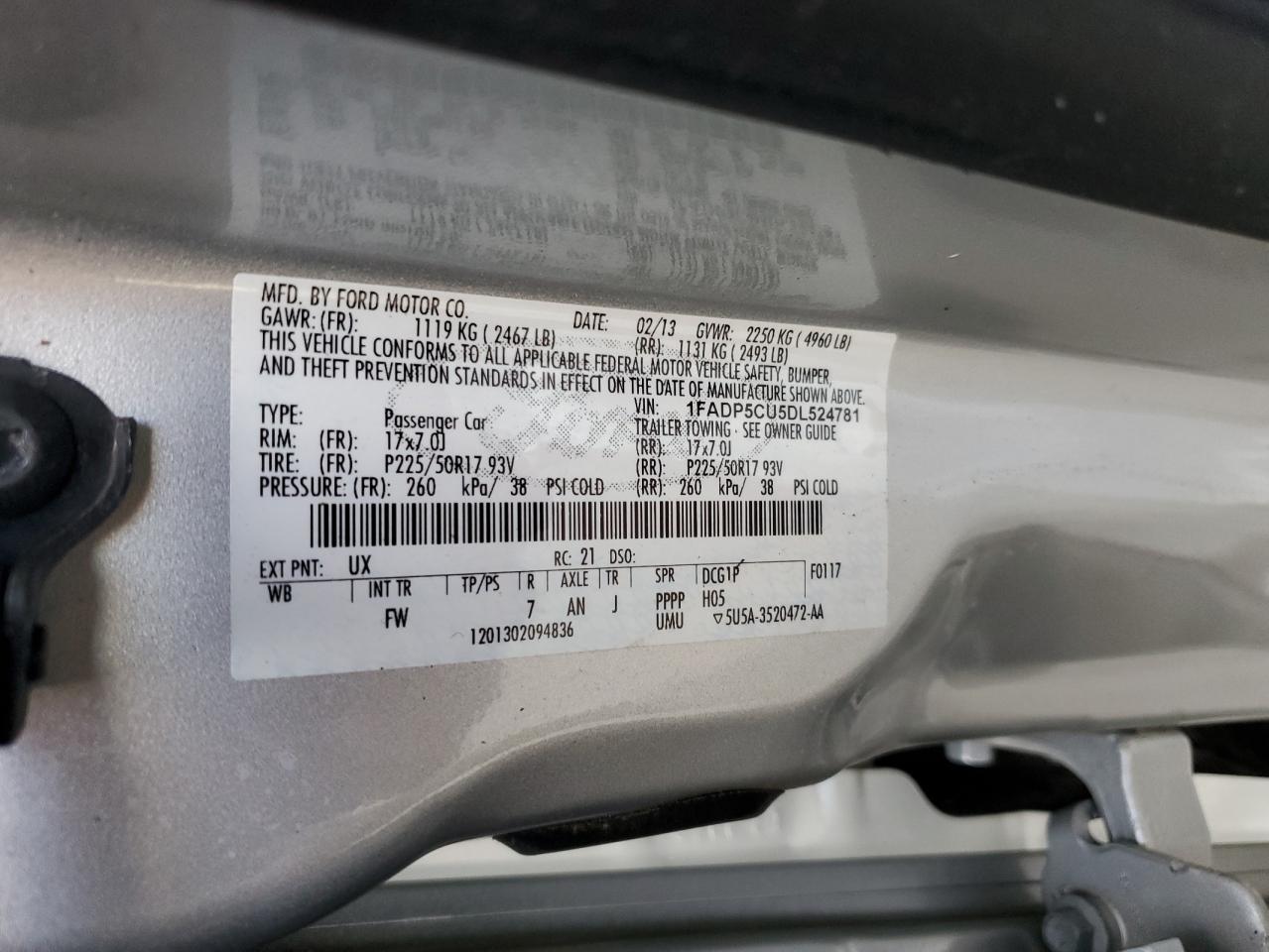 2013 Ford C-Max Premium VIN: 1FADP5CU5DL524781 Lot: 90888835