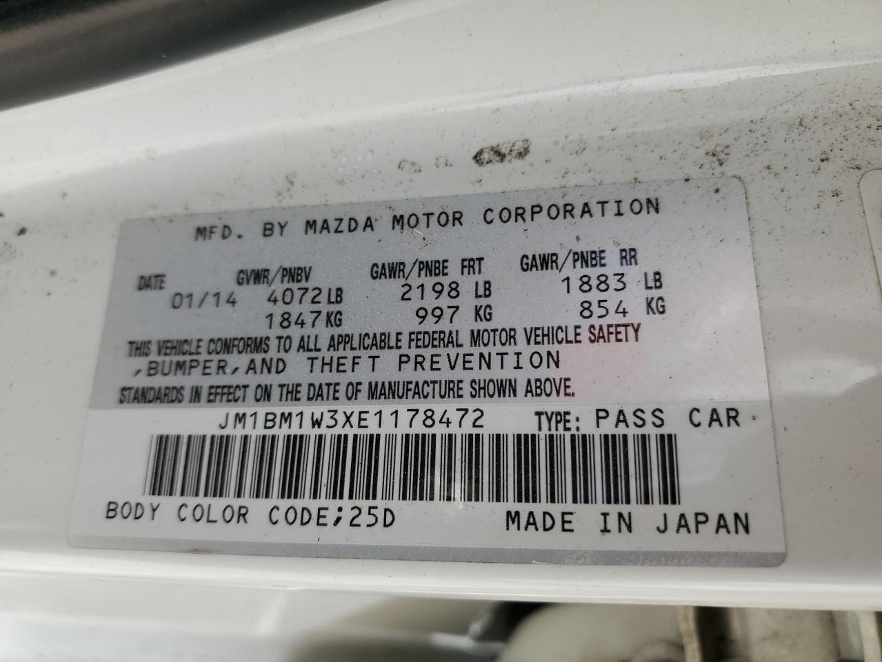2014 Mazda 3 Grand Touring VIN: JM1BM1W3XE1178472 Lot: 82615555