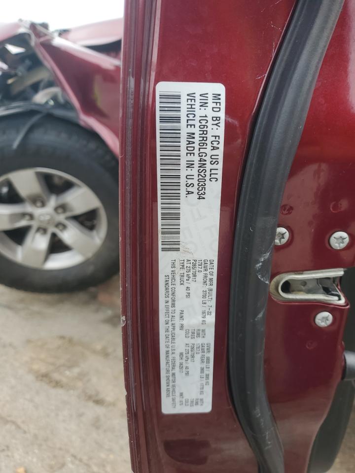 2022 Ram 1500 Classic Slt VIN: 1C6RR6LG4NS203534 Lot: 93887115