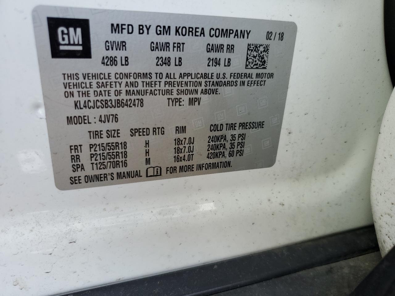 2018 Buick Encore Essence VIN: KL4CJCSB3JB642478 Lot: 82497675