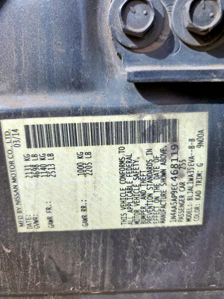 2014 Nissan Maxima S VIN: 1N4AA5AP9EC468119 Lot: 82249105