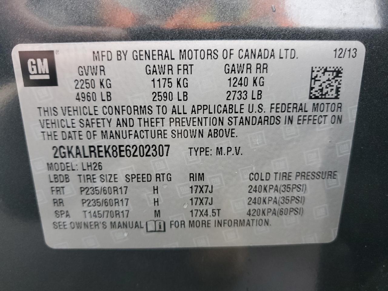 2014 GMC Terrain Sle VIN: 2GKALREK8E6202307 Lot: 86626865