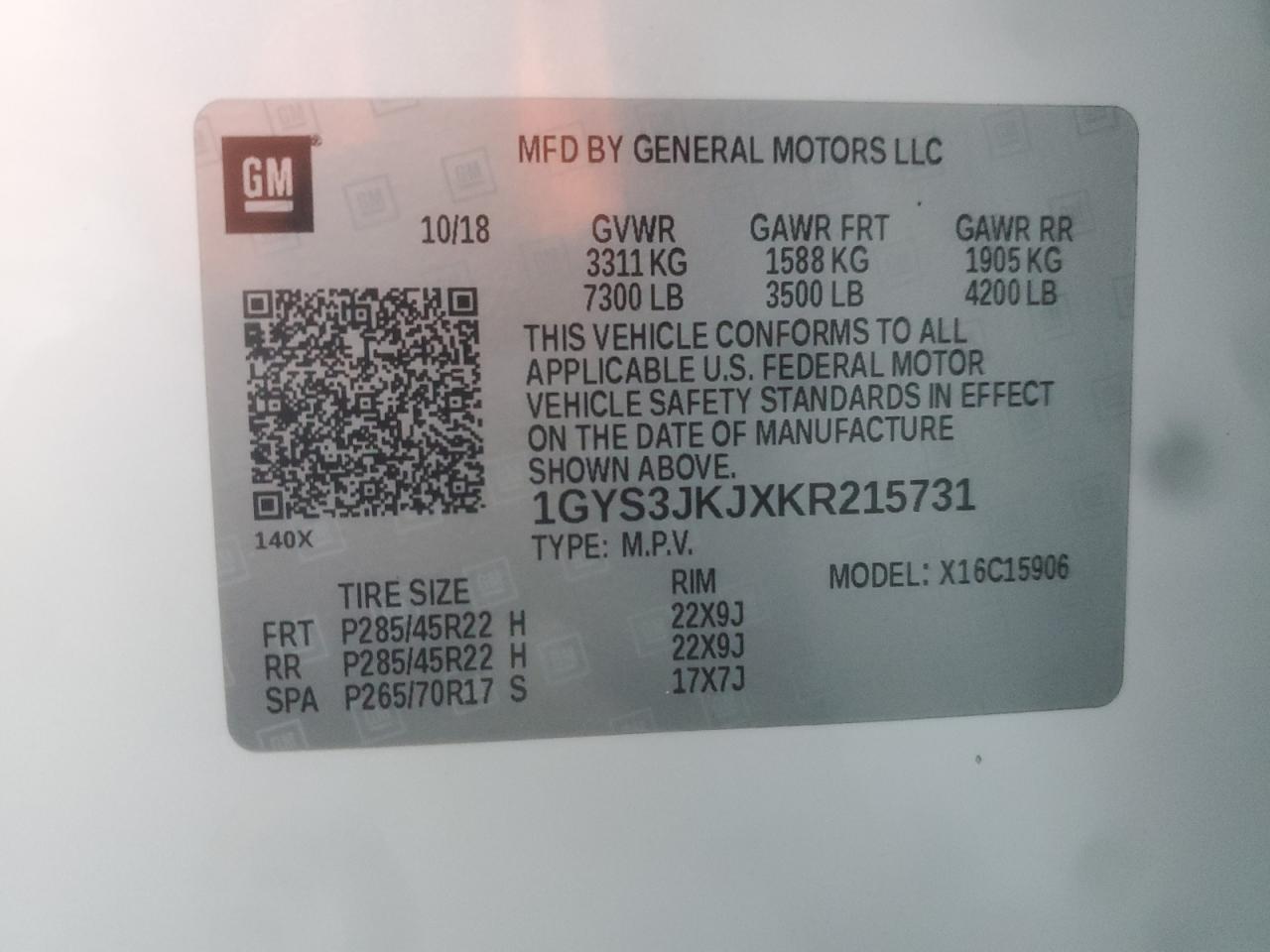 2019 Cadillac Escalade Esv Premium Luxury VIN: 1GYS3JKJXKR215731 Lot: 90735925