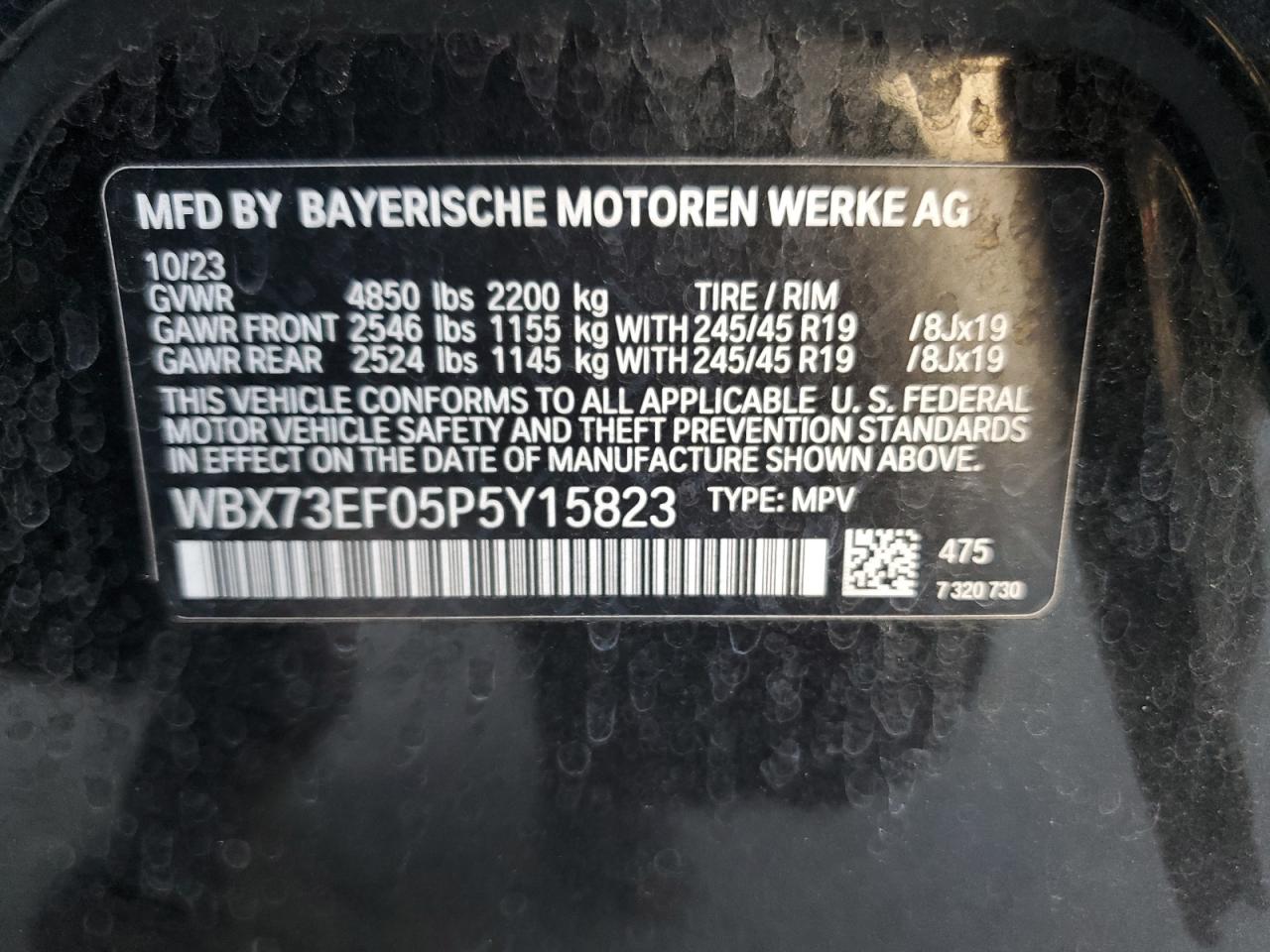 2023 BMW X1 xDrive28I VIN: WBX73EF05P5Y15823 Lot: 85204195