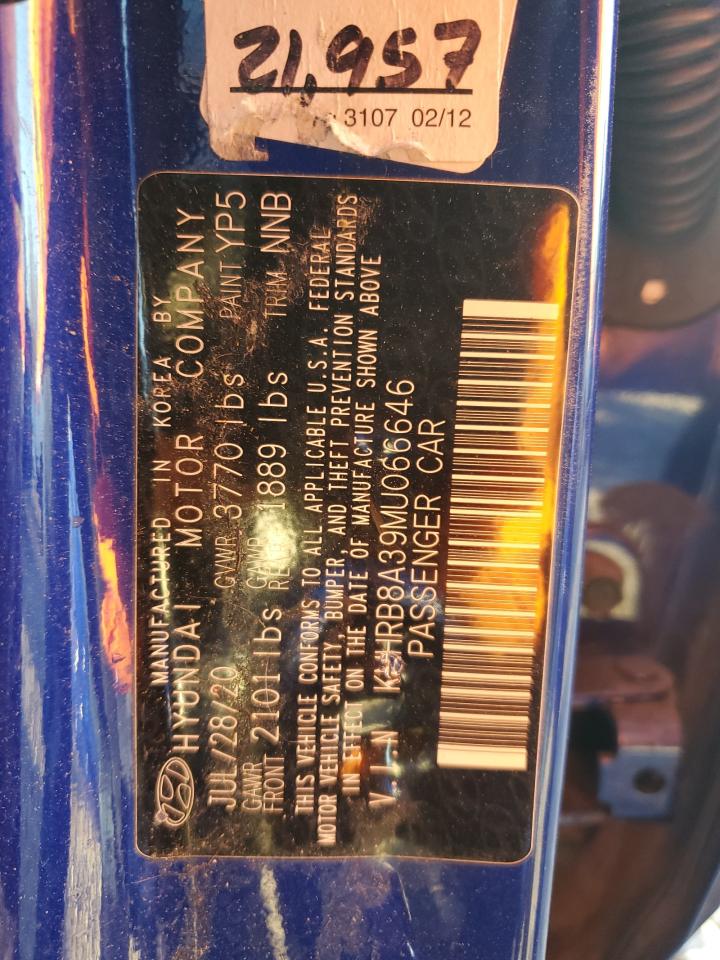 2021 Hyundai Venue Se VIN: KMHRB8A39MU066646 Lot: 85915455