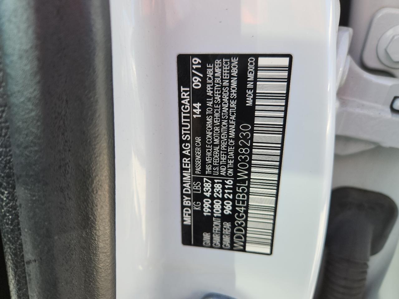 2020 Mercedes-Benz A 220 VIN: WDD3G4EB5LW038230 Lot: 84706875