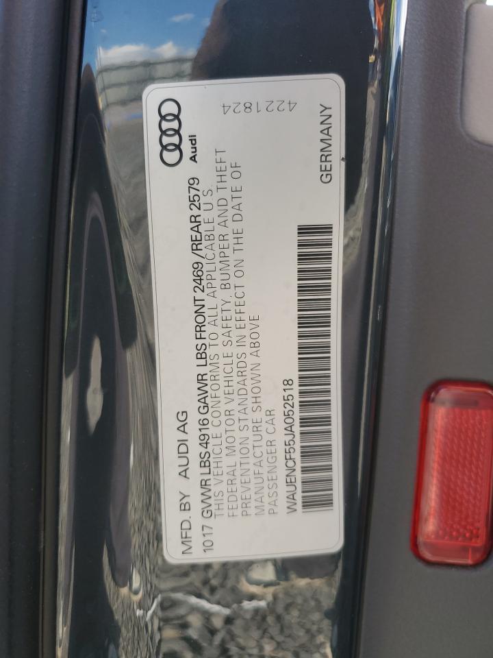 2018 Audi A5 Premium Plus S-Line VIN: WAUENCF55JA052518 Lot: 85144395