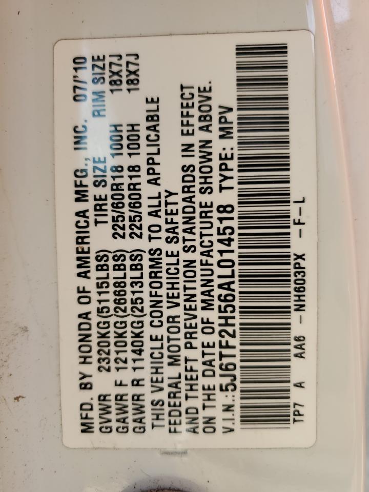 2010 Honda Accord Crosstour Exl VIN: 5J6TF2H56AL014518 Lot: 84918995