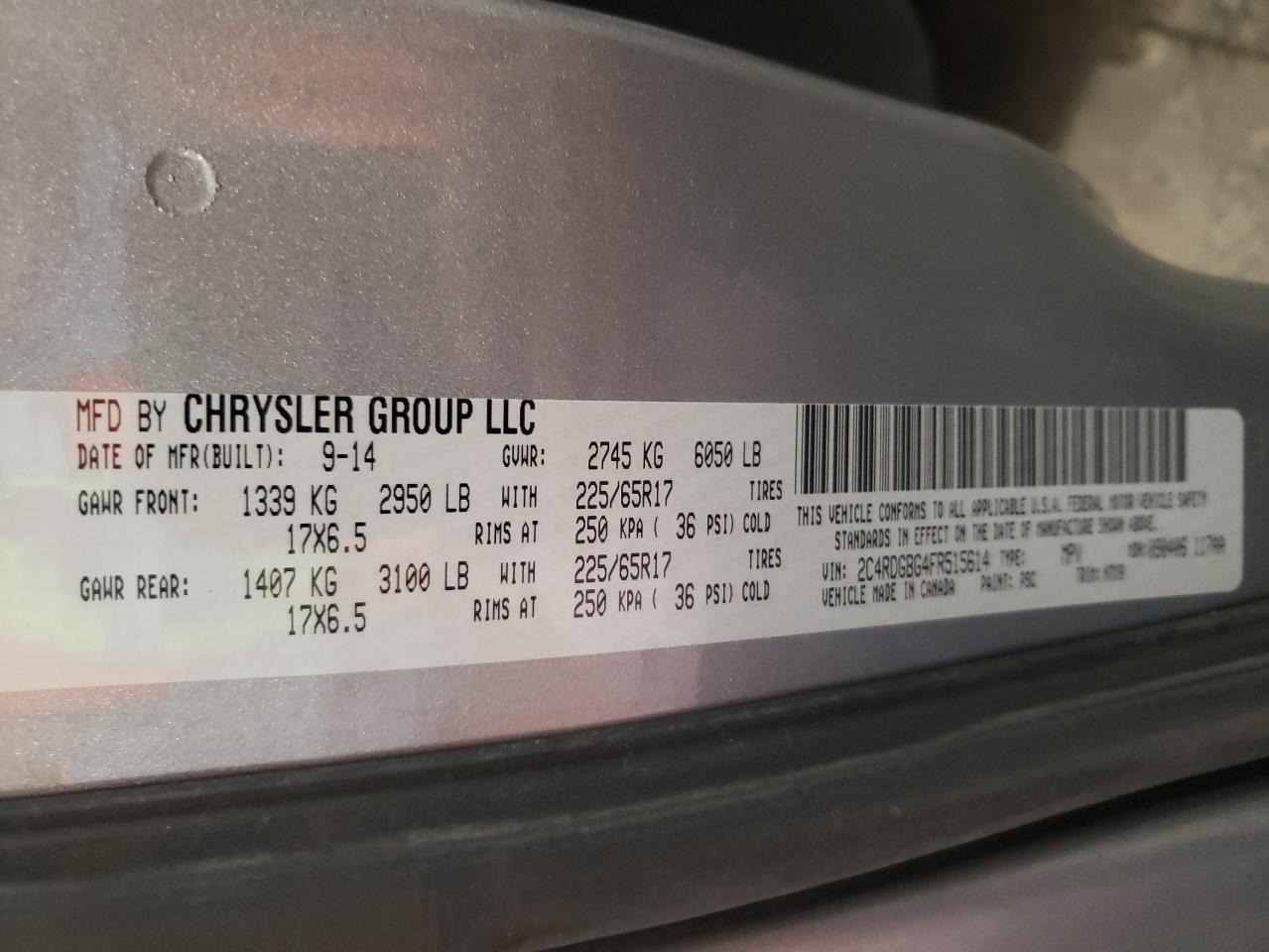 2015 Dodge Grand Caravan Se VIN: 2C4RDGBG4FR515614 Lot: 82197065