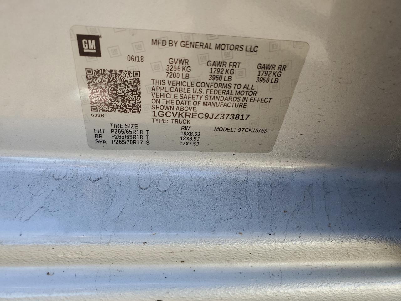 2018 Chevrolet Silverado K1500 Lt VIN: 1GCVKREC9JZ373817 Lot: 86119505