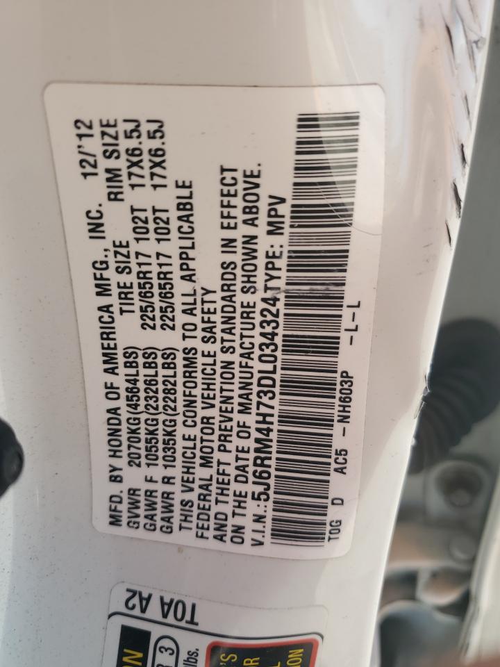 2013 Honda Cr-V Exl VIN: 5J6RM4H73DL034324 Lot: 87389725