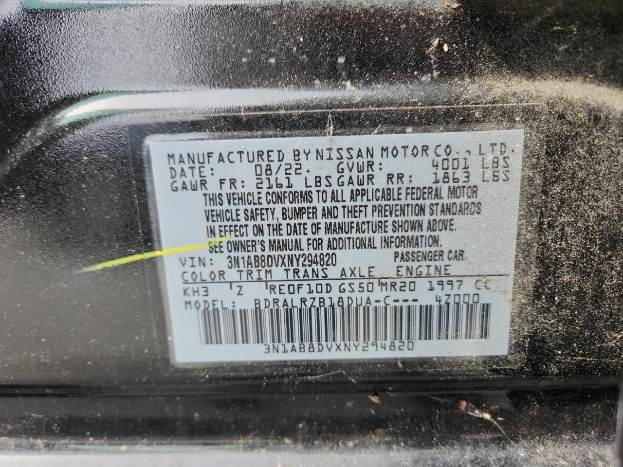 2022 Nissan Sentra Sr VIN: 3N1AB8DVXNY294820 Lot: 82410245