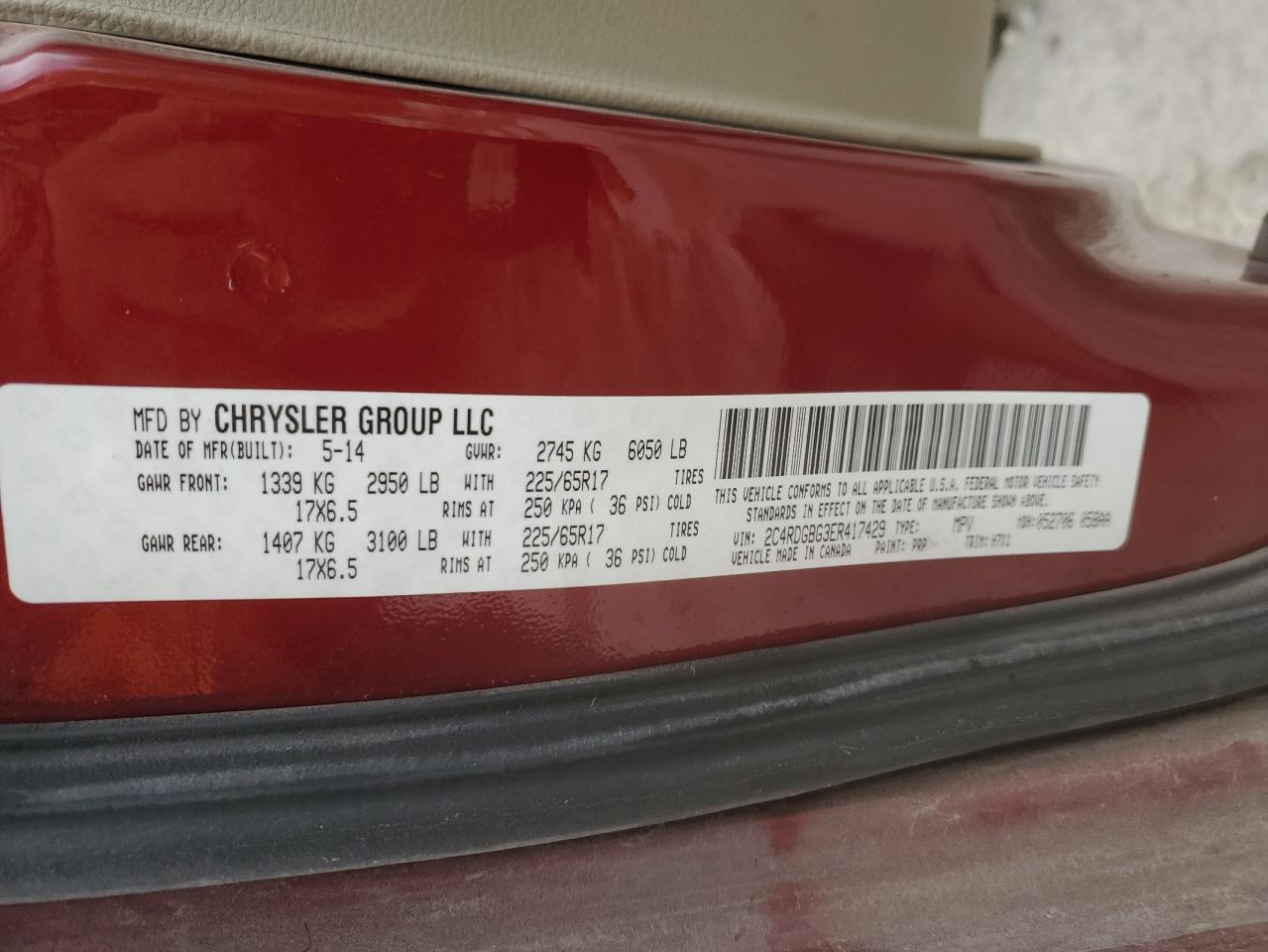 2014 Dodge Grand Caravan Se VIN: 2C4RDGBG3ER417429 Lot: 81046465