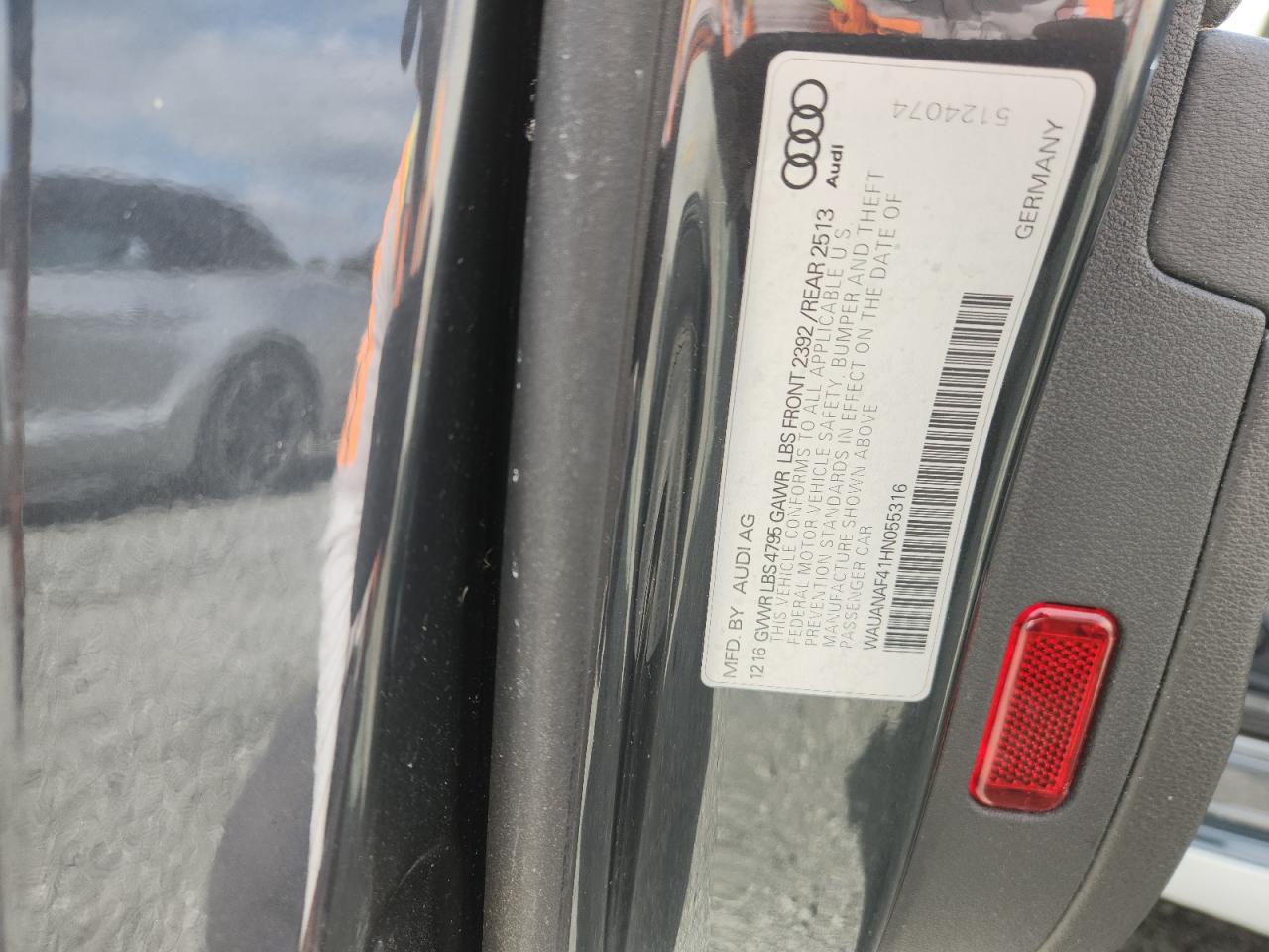 2017 Audi A4 Premium VIN: WAUANAF41HN055316 Lot: 86284185