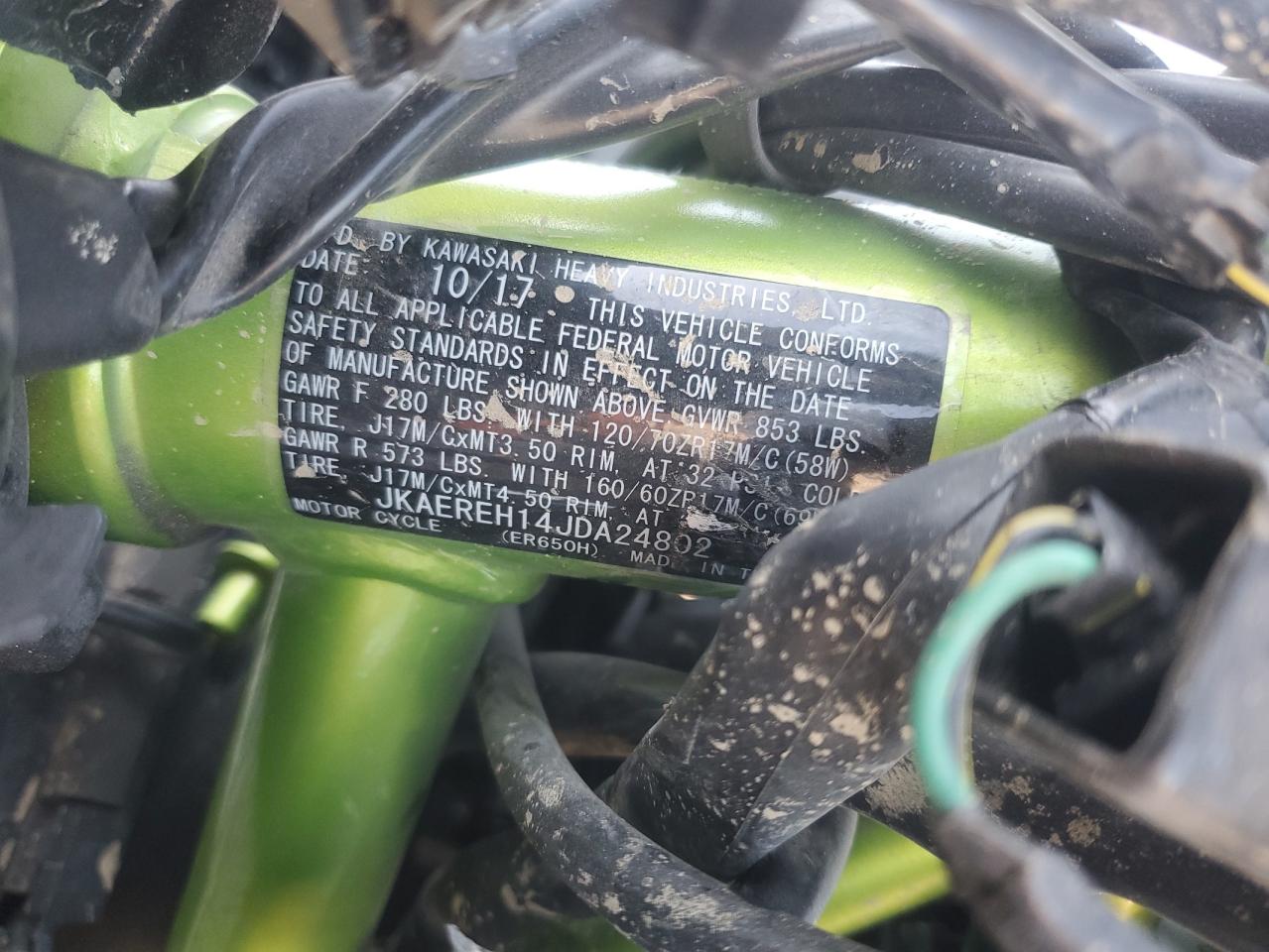 2018 Kawasaki Er650 H VIN: JKAEREH14JDA24802 Lot: 90289945