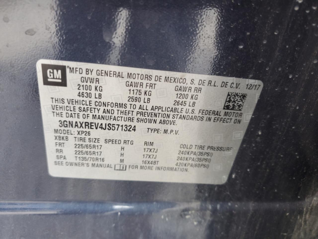 2018 Chevrolet Equinox Ls VIN: 3GNAXREV4JS571324 Lot: 85196845