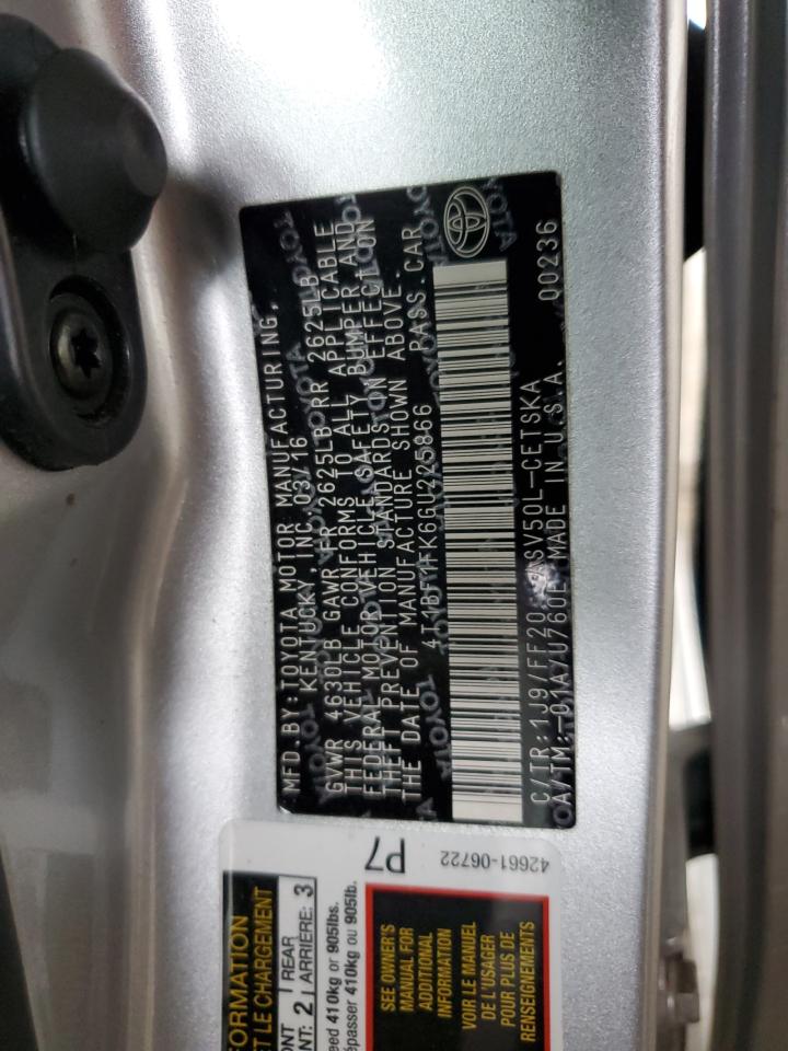 2016 Toyota Camry Le VIN: 4T1BF1FK6GU225866 Lot: 86894965