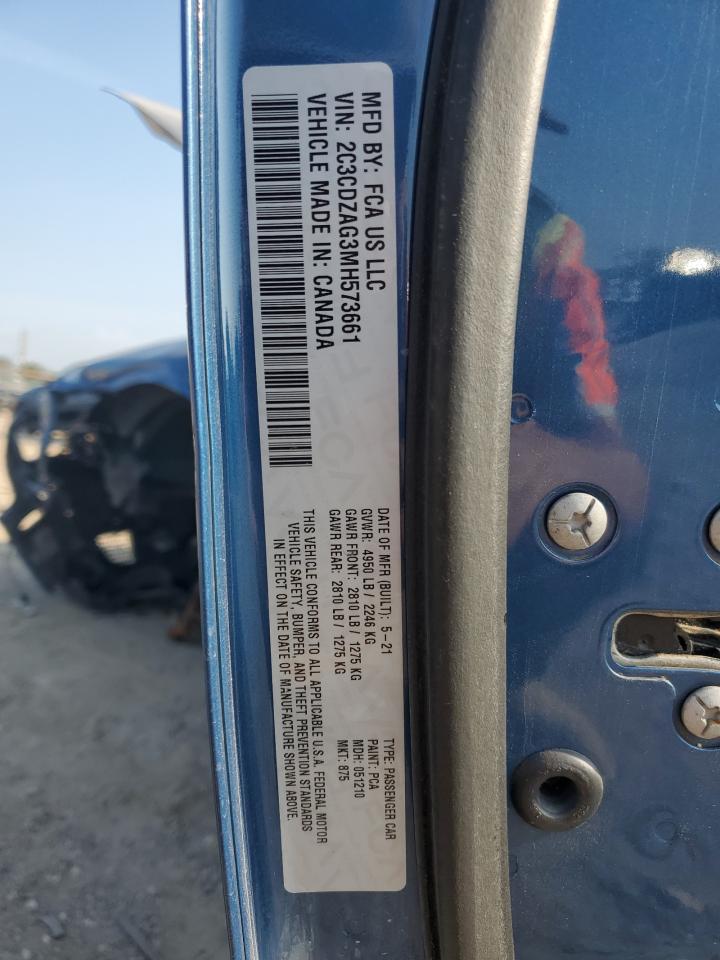 2021 Dodge Challenger Sxt VIN: 2C3CDZAG3MH573661 Lot: 89559785
