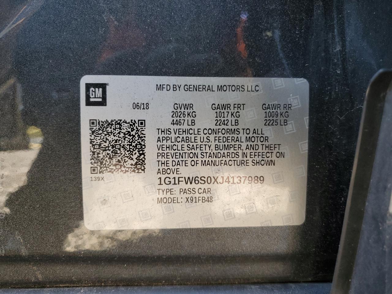 2018 Chevrolet Bolt Ev Lt VIN: 1G1FW6S0XJ4137989 Lot: 69455515