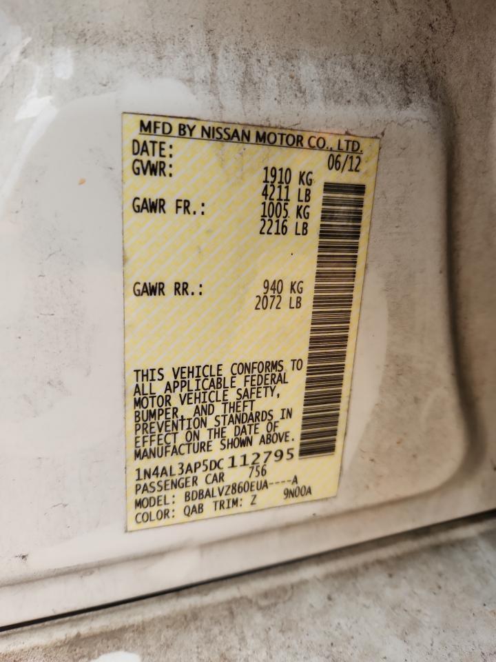 2013 Nissan Altima 2.5 VIN: 1N4AL3AP5DC112795 Lot: 86137265