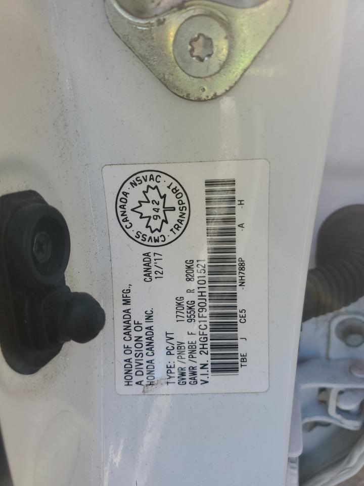 2018 Honda Civic Touring VIN: 2HGFC1F90JH101521 Lot: 85322175