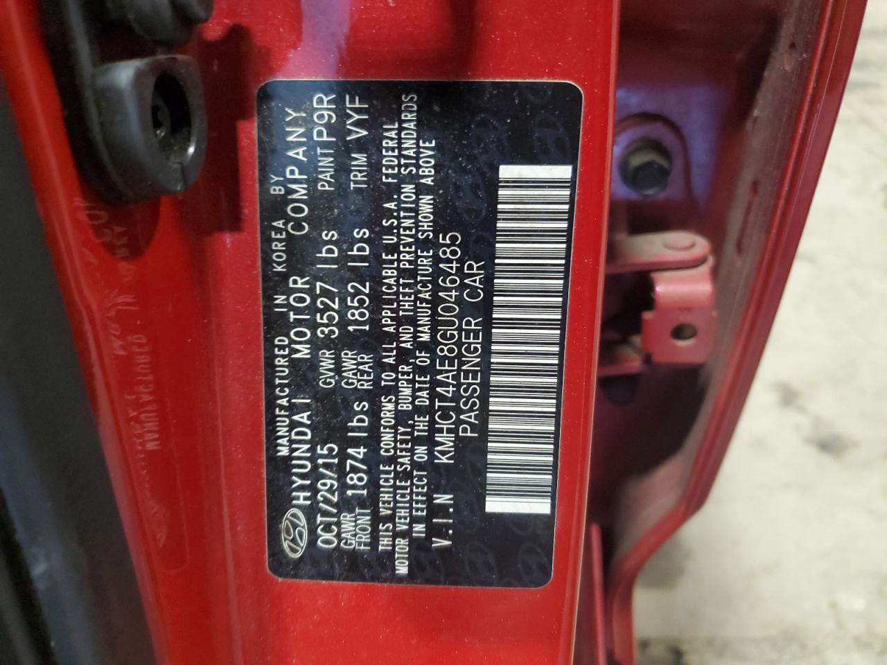 2016 Hyundai Accent Se VIN: KMHCT4AE8GU046485 Lot: 86472445