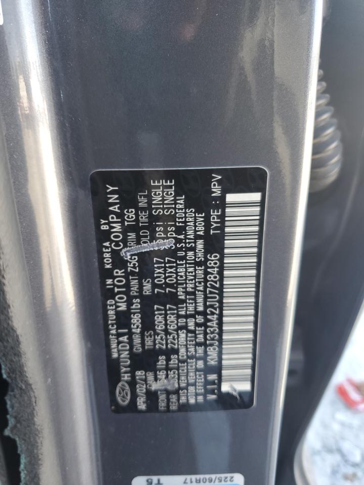 2018 Hyundai Tucson Sel VIN: KM8J33A42JU728486 Lot: 85744615