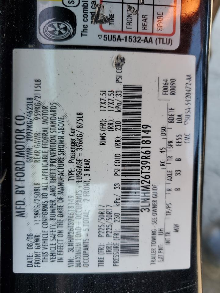 2009 Lincoln Mkz VIN: 3LNHM26T39R618149 Lot: 82330845