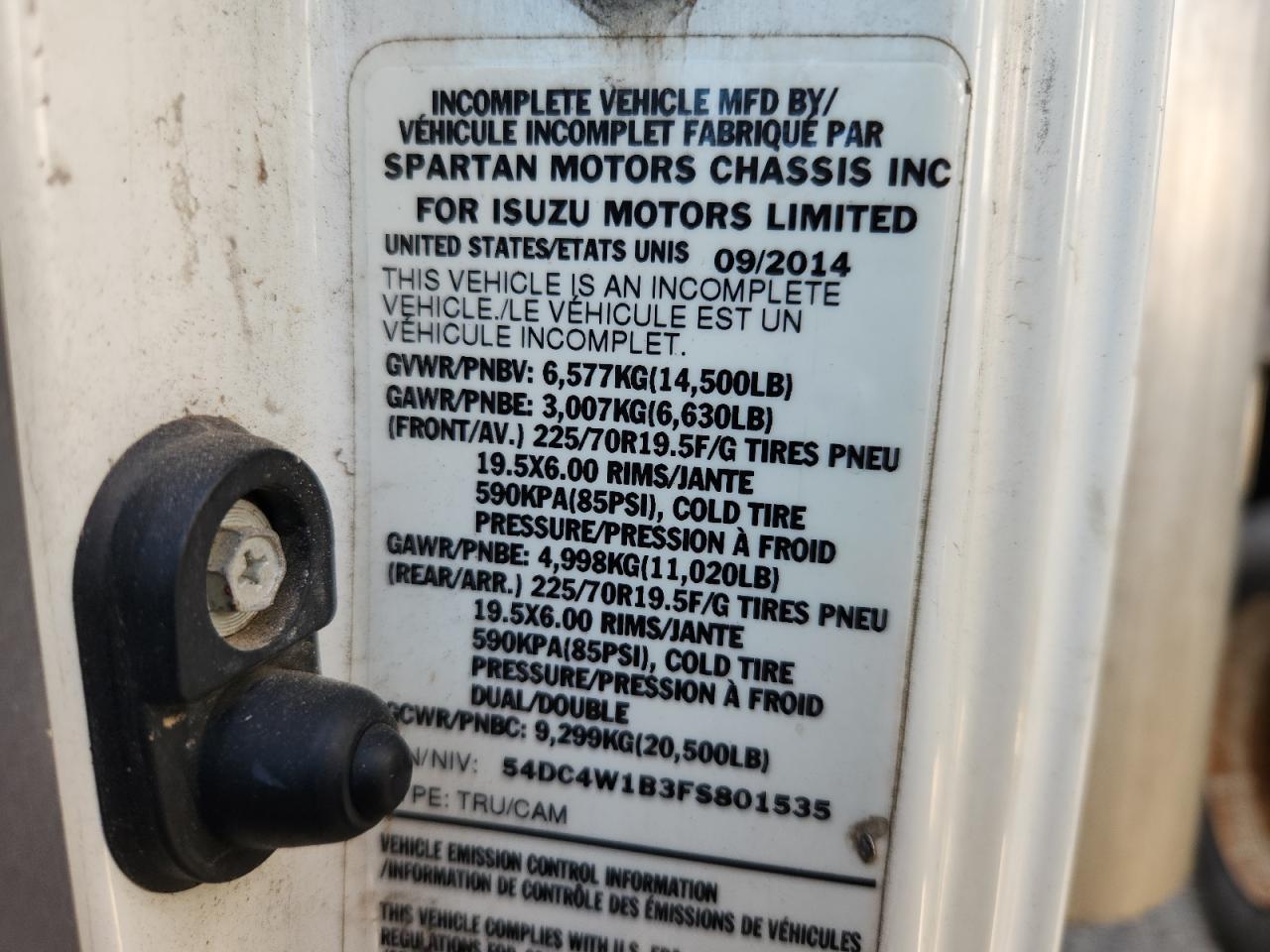 2015 Isuzu Npr Hd Box Truck VIN: 54DC4W1B3FS801535 Lot: 87193395