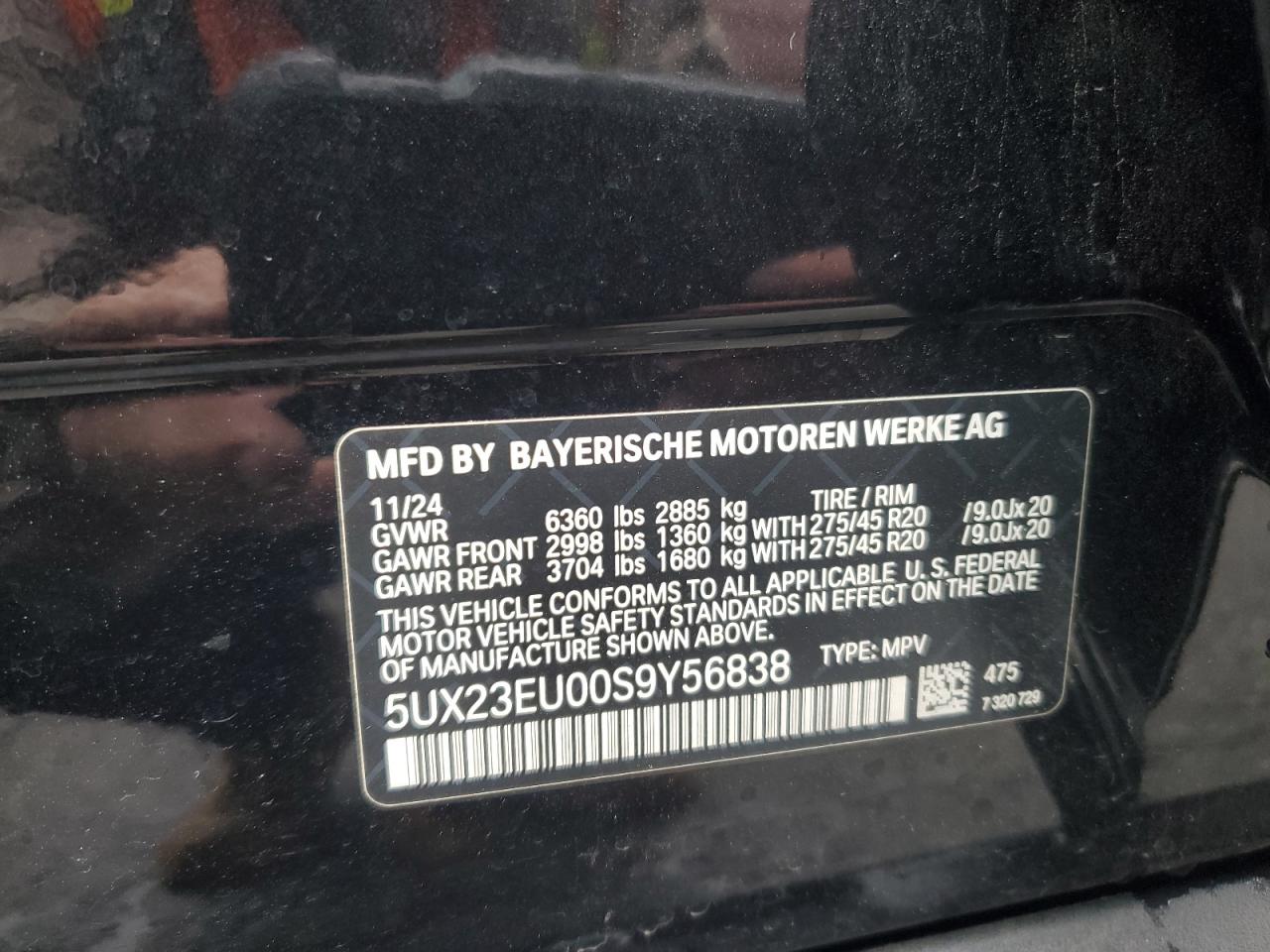 2025 BMW X5 xDrive40I VIN: 5UX23EU00S9Y56838 Lot: 85680845