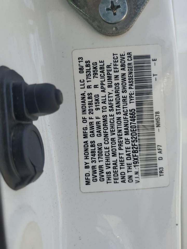 2013 Honda Civic Lx VIN: 19XFB2F52DE074665 Lot: 87053285