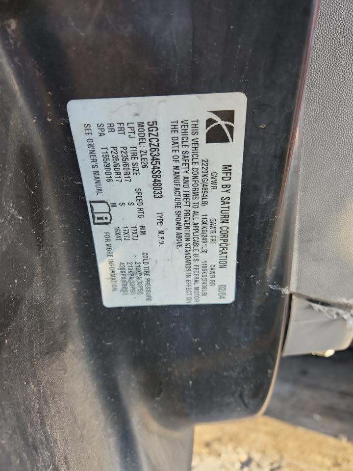 2004 Saturn Vue VIN: 5GZCZ63454S848033 Lot: 82199875