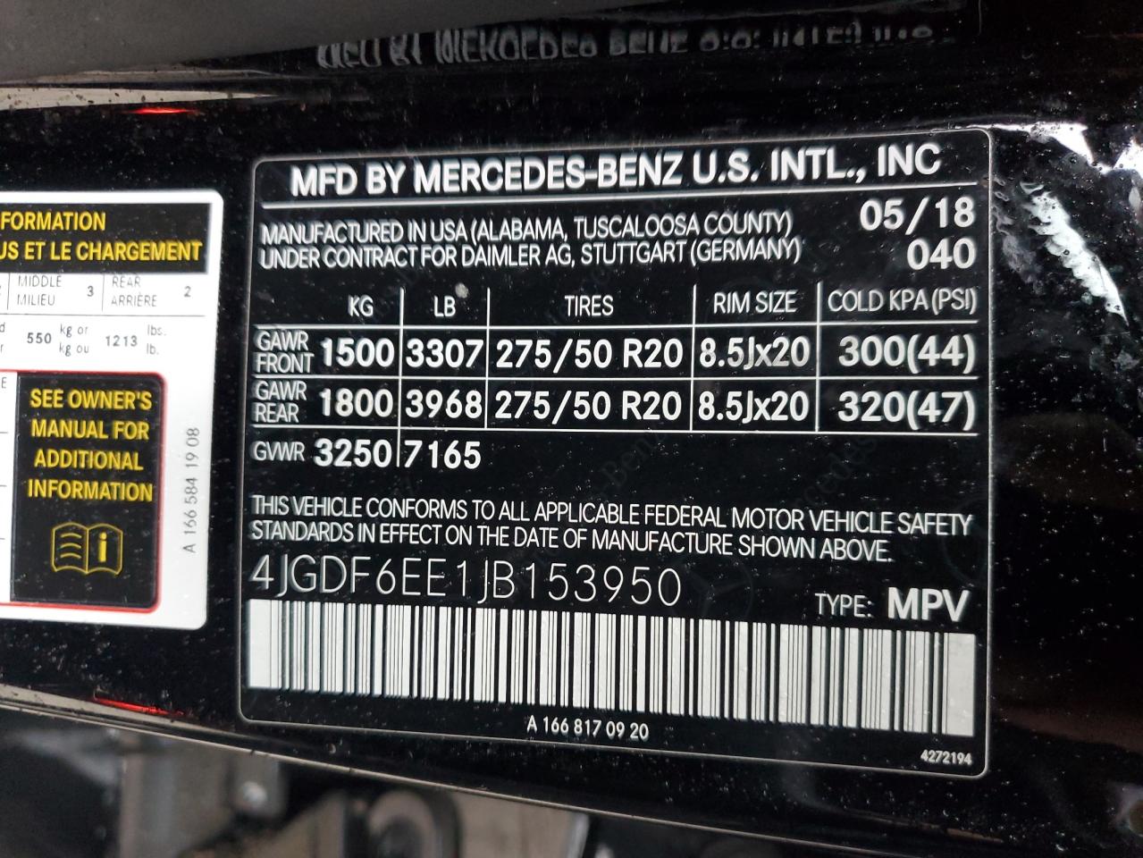 2018 Mercedes-Benz Gls 450 4Matic VIN: 4JGDF6EE1JB153950 Lot: 90474745