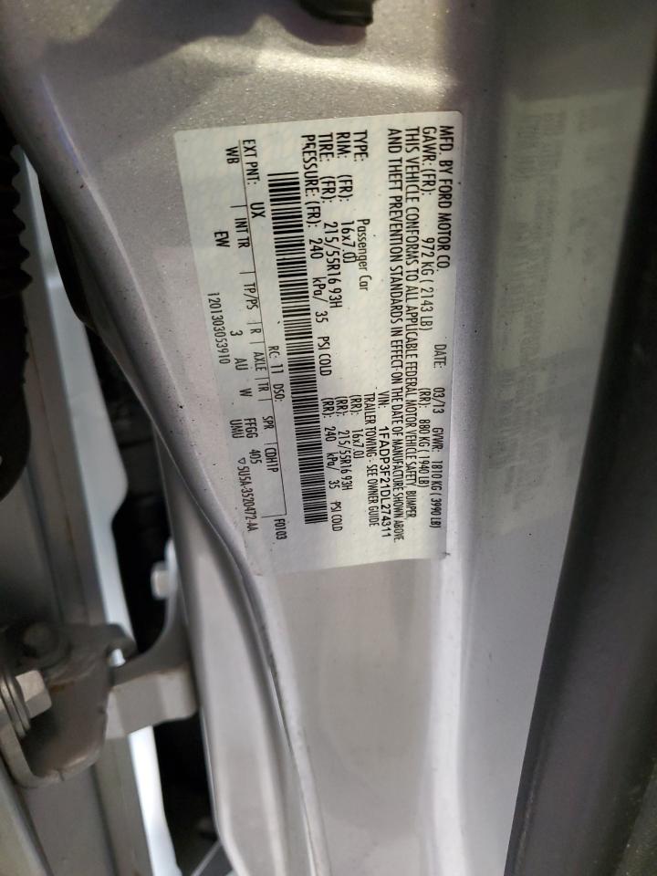 2013 Ford Focus Se VIN: 1FADP3F21DL274311 Lot: 84455775