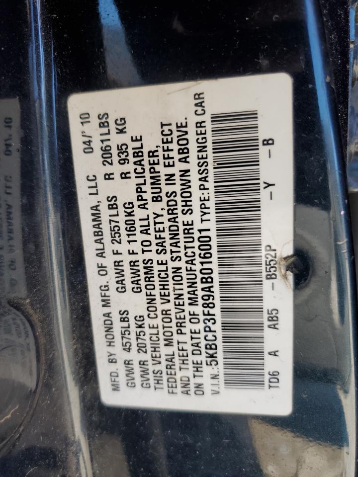 2010 Honda Accord Exl VIN: 5KBCP3F89AB016001 Lot: 84886315