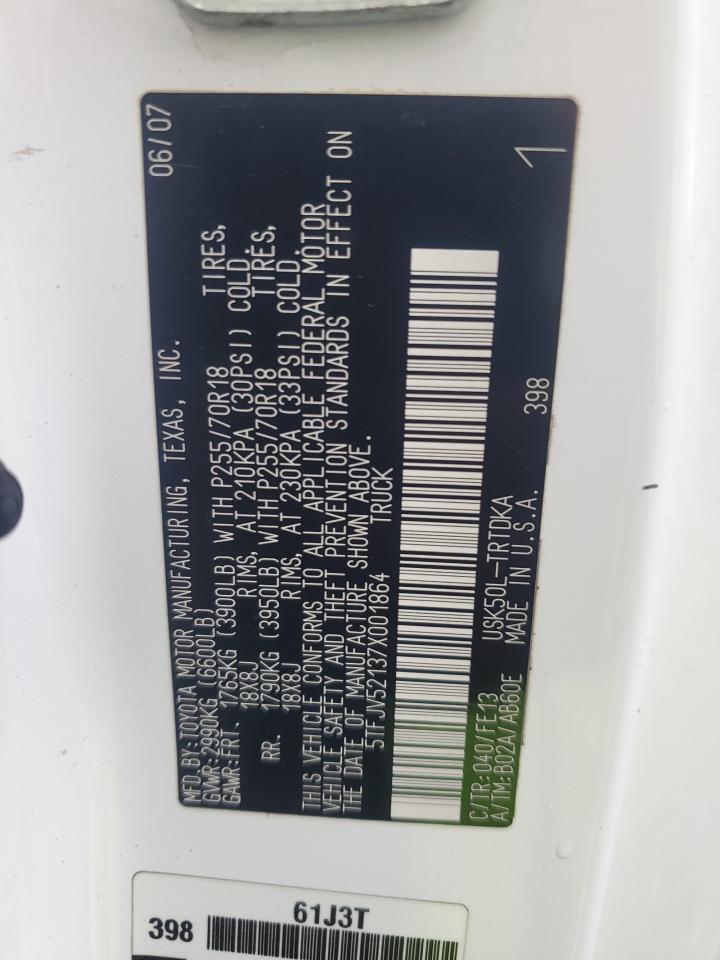 2007 Toyota Tundra VIN: 5TFJV52137X001864 Lot: 84597185